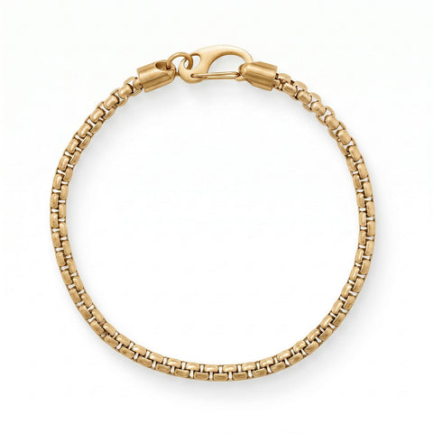 8.5" 4mm 18 Karat Gold PVD Stainless Steel Rounded Box Chain Men's Bracelet