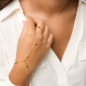 7.5" + 1" 18 Karat Gold PVD Stainless Steel Oval Orbit Hand Chain