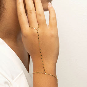 7.5" + 1" 18 Karat Gold PVD Stainless Steel Coffee Hand Chain