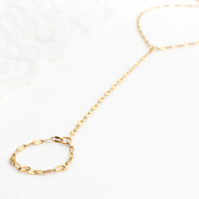 7.5" + 1" 18 Karat Gold PVD Stainless Steel Coffee Hand Chain