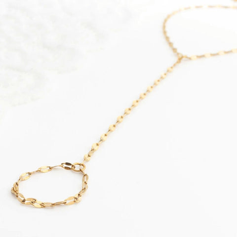 7.5" + 1" 18 Karat Gold PVD Stainless Steel Coffee Hand Chain