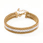 6" + 2" 18 Karat Gold PVD Stainless Steel Baguette CZ Wheat Chain Bracelet