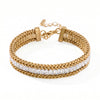 6" + 2" 18 Karat Gold PVD Stainless Steel Baguette CZ Wheat Chain Bracelet