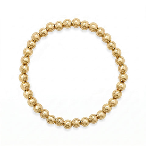7.5" 6mm 18 Karat Gold PVD Stainless Steel Bead Stretch Bracelet