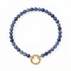 7" 18 Karat Gold PVD Stainless Steel Sodalite Inverted Hinge Bracelet