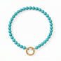 7" 18 Karat Gold PVD Stainless Steel Reconstituted Turquoise Inverted Hinge Bracelet