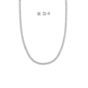 4-5mm CZ Tennis Necklace and Earrings Jewelry Set
