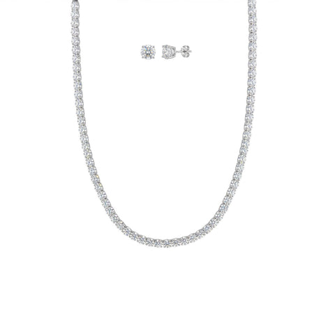 4-5mm CZ Tennis Necklace and Earrings Jewelry Set