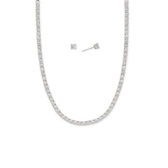 4-5mm CZ Tennis Necklace and Earrings Jewelry Set
