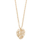 24" + 3" Gold Tone Palm Leaf Fashion Necklace