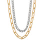 18" + 3" Paperclip and Curb Chain Mixed Metal Fashion Necklace Set
