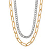 18" + 3" Paperclip and Curb Chain Mixed Metal Fashion Necklace Set