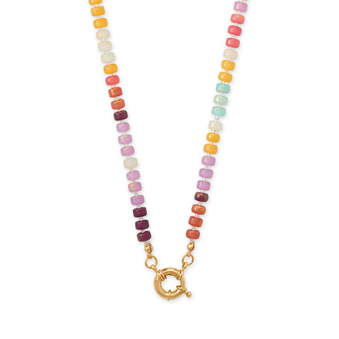 17" Gold Tone Multicolor Acrylic Bead Necklace