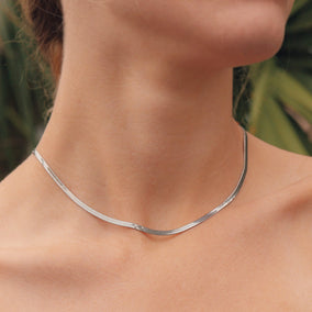 Stainless Steel 3mm Herringbone Necklace