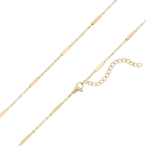 16" + 2" 18 Karat Gold PVD Stainless Steel Satellite Bar Necklace