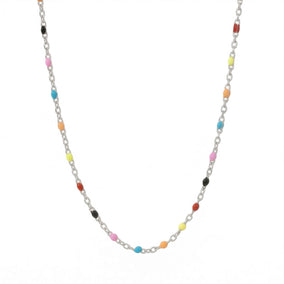16" + 2" Stainless Steel Multicolor Confetti Satellite Necklace