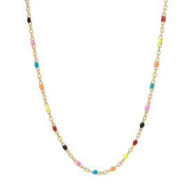 16" + 2" 18 Karat Gold PVD Multicolor Confetti Satellite Necklace