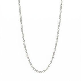 16" + 2" Stainless Steel White Confetti Satellite Necklace