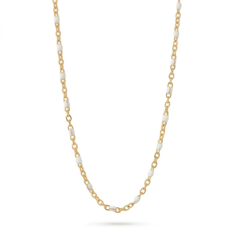 16" + 2" 18 Karat Gold PVD Stainless Steel White Confetti Satellite Necklace