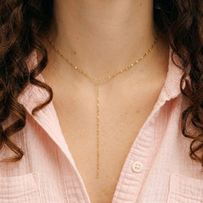 15" 18 Karat Gold PVD Coffee Chain Y-Drop Necklace