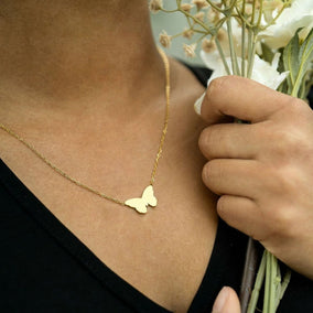 18" + 2" 18 Karat Gold PVD Butterfly Necklace