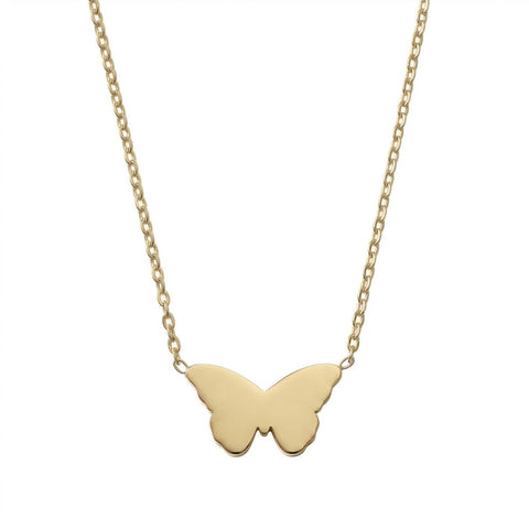18" + 2" 18 Karat Gold PVD Stainless Steel Butterfly Necklace