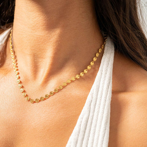 18 Karat Gold PVD Stainless Steel Sunburst Necklace