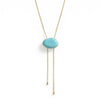 20" + 2" 18 Karat Gold PVD Stainless Steel Imitation Turquoise Bolo Necklace