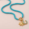18" 18 Karat Gold PVD Stainless Steel Turquoise Inverted Hinge Necklace