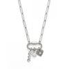18" + 2" Stainless Steel Carabiner Love Charm Necklace