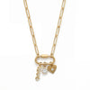 18" + 2" 18 Karat Gold PVD Stainless Steel Carabiner Love Charm Necklace