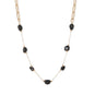 16" + 2" 18 Karat Gold PVD Stainless Steel Black Onyx Station Paperclip Chain Necklace