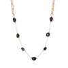 16" + 2" 18 Karat Gold PVD Stainless Steel Black Onyx Station Paperclip Chain Necklace