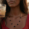 16" + 2" 18 Karat Gold PVD Stainless Steel Black Onyx Station Paperclip Chain Necklace