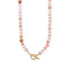 18" Pink Rondell Glass and Picture Jasper Bead Fashion Toggle Necklace