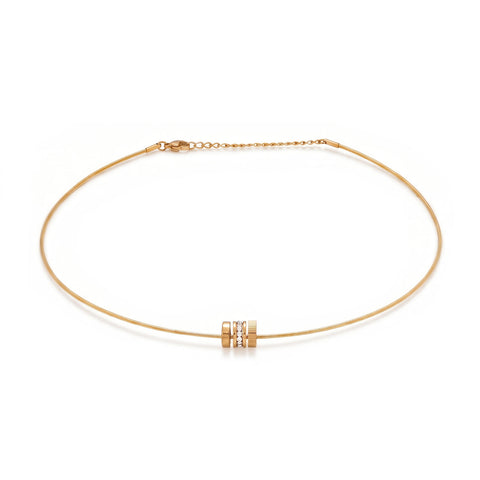 16" + 2" 18 Karat Gold PVD Stainless Steel CZ Wheel Collar Necklace