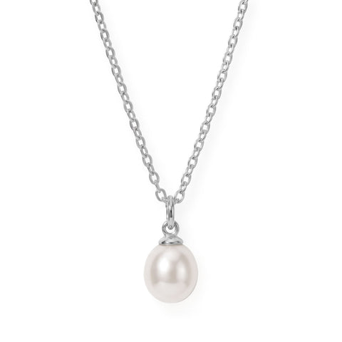 16" Stainless Steel Cultured Freshwater Pearl Drop Necklace