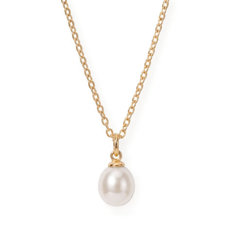 16" 18 Karat Gold PVD Stainless Steel Cultured Freshwater Pearl Drop Necklace
