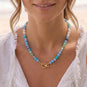 18" Blue Rondell Glass and Dyed Howlite Bead Fashion Toggle Necklace