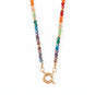17" Gold Tone Rainbow Glass Bead Fashion Necklace