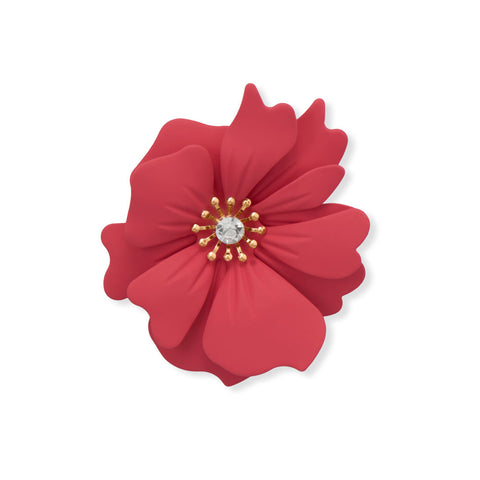 Crystal Center Pink Flower Fashion Pin