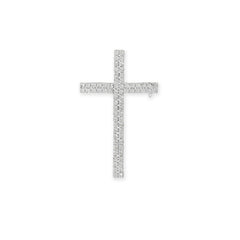Silver Tone Crystal Cross Fashion Pin