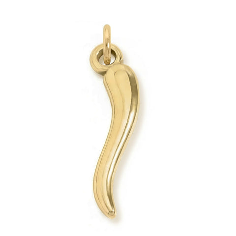 18 Karat Gold PVD Stainless Steel Italian Horn 3D Charm