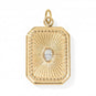 18 Karat Gold PVD Stainless Steel Crystal Sunburst Rectangular Charm