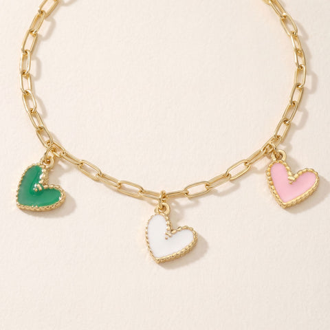 18 Karat Gold PVD Stainless Steel White Epoxy Heart Charm