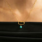 18 Karat Gold PVD Stainless Steel Round Reconstituted Turquoise Charm