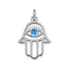 Stainless Steel Hamsa Evil Eye Charm