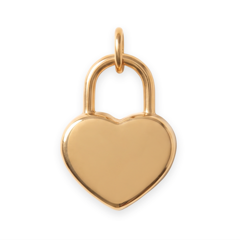 18 Karat Gold PVD Stainless Steel Heart Lock Charm