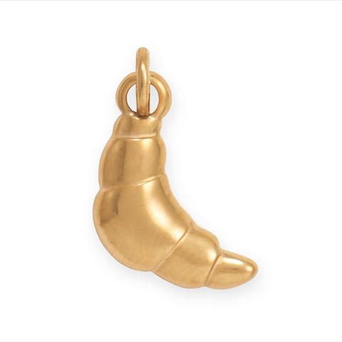 18 Karat Gold PVD Stainless Steel Croissant Charm