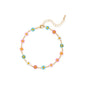 9" + 2" Gold Tone Multi Color Enamel Flower Fashion Anklet